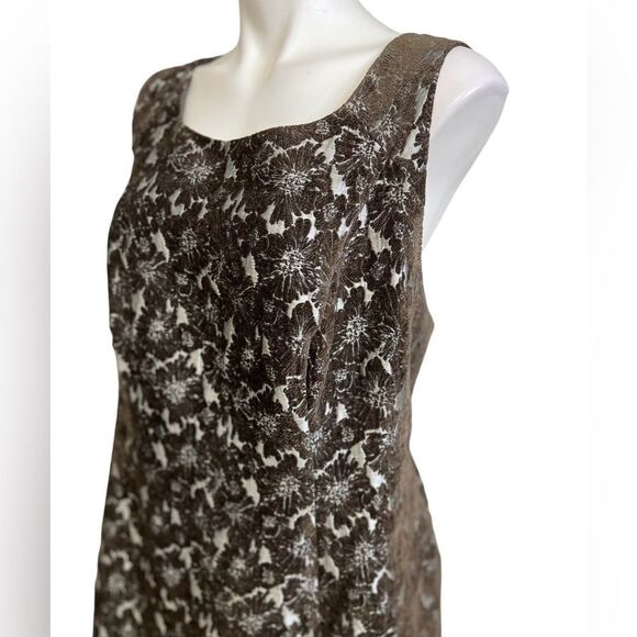 Modcloth dress plus size 3x damask floral print shift brown sleeveless - Picture 4 of 8